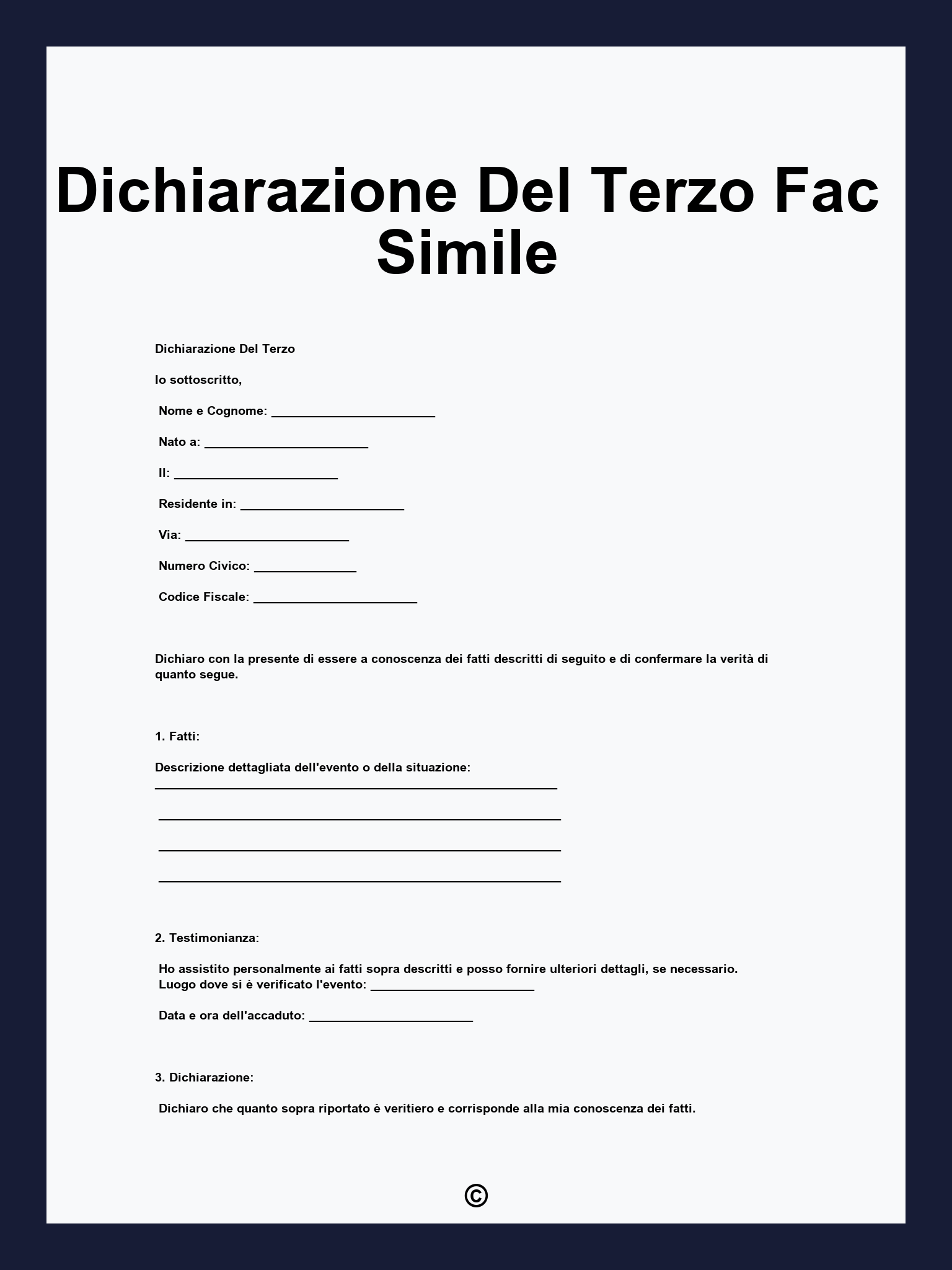 Dichiarazione Del Terzo Fac Simile