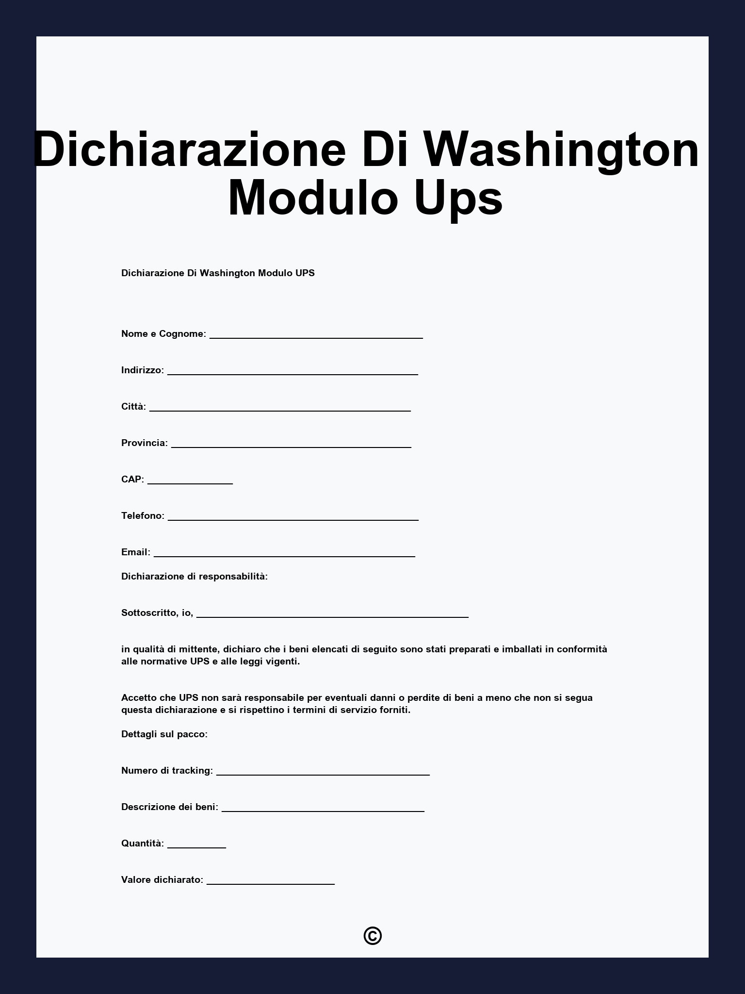 Dichiarazione Di Washington Modulo Ups