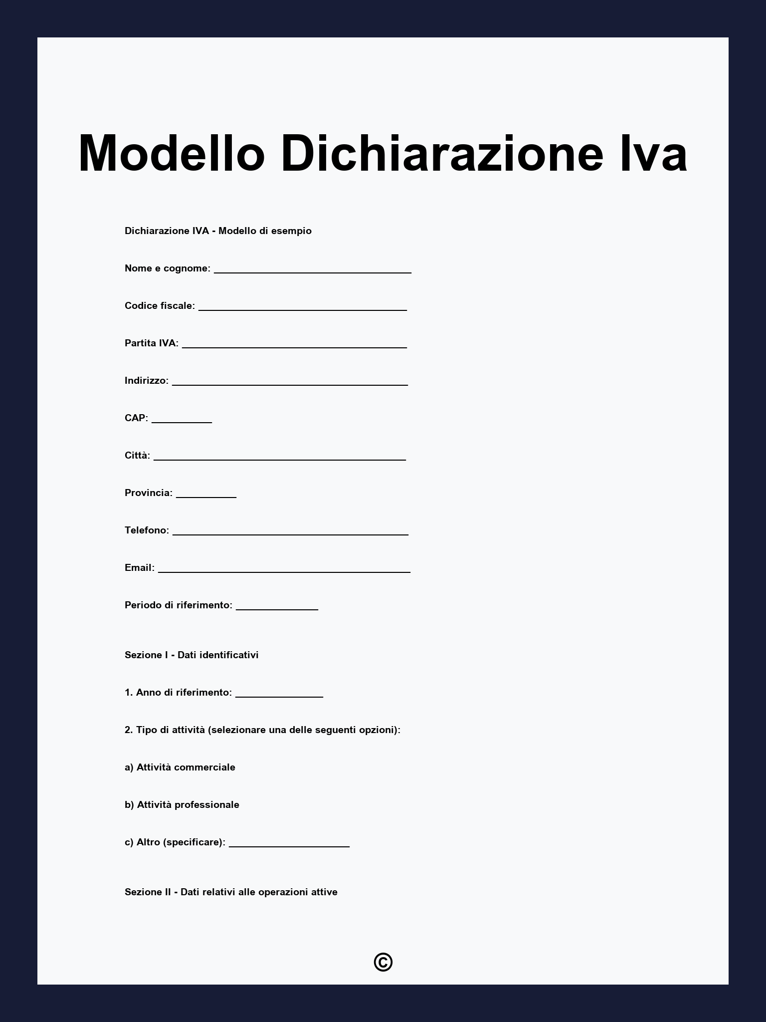 Modello Dichiarazione Iva