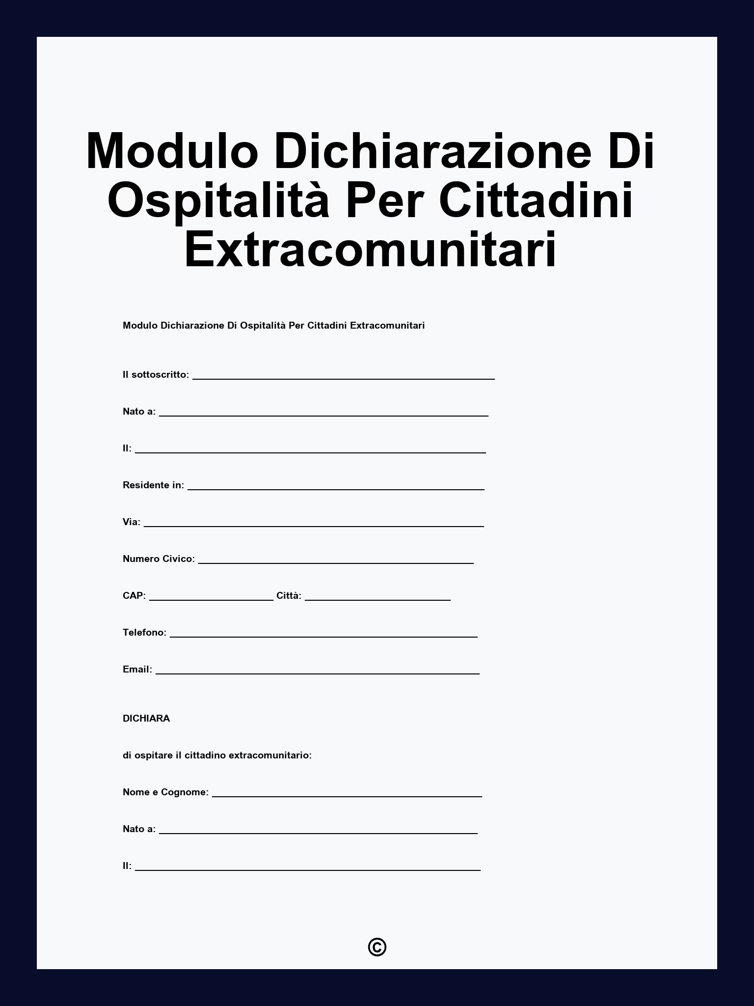 Modulo Dichiarazione Di Ospitalità Per Cittadini Extracomunitari