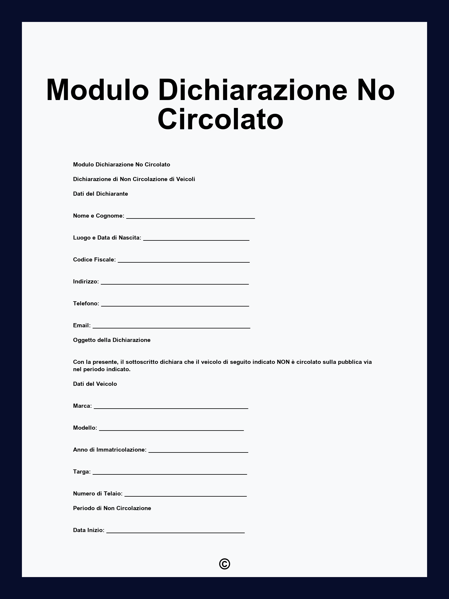 Modulo Dichiarazione No Circolato