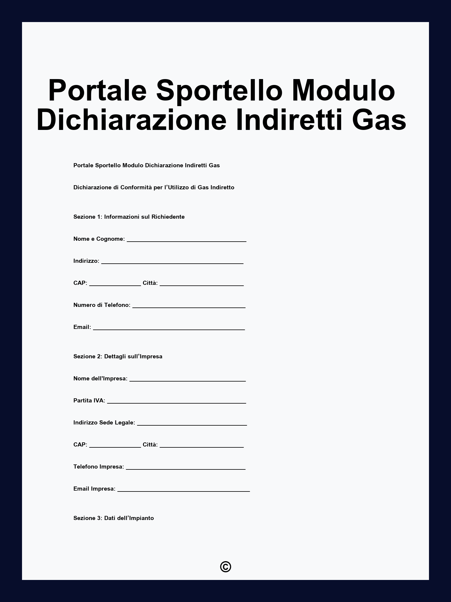 Portale Sportello Modulo Dichiarazione Indiretti Gas
